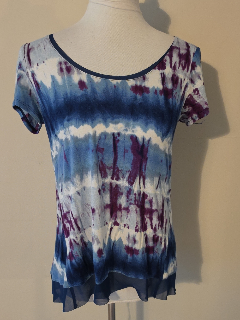 Simply Vera Wang Tie-Dye Short Sleeve Top - Blue and Purple